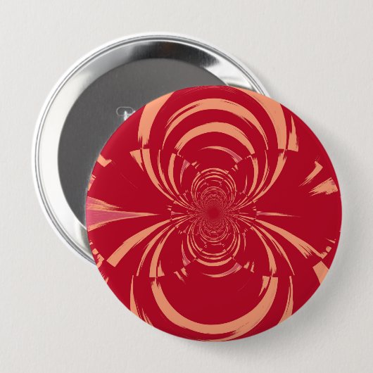 Roter Swirl Retro Art Déco Button (Vorne & Hinten)