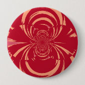 Roter Swirl Retro Art Déco Button (Vorderseite)
