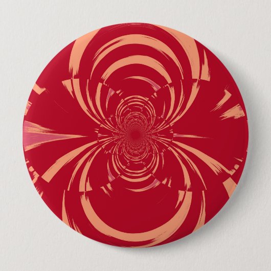 Roter Swirl Retro Art Déco Button (Vorderseite)