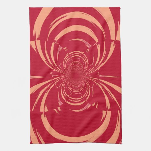 Roter Swirl Retro Art Déco Handtuch (Vertikal)