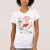 Roter T - Shirt der Weihnachtsflamingo-frohen (Vorderseite)