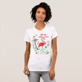 Roter T - Shirt der Weihnachtsflamingo-frohen (Vorne ganz)