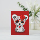 Roter Tag des toten sauren Schädelbären Postkarte (Stehend Vorderseite)