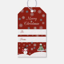 Roter Tag mit Schneeflocken Geschenkanhänger