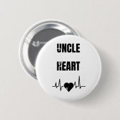 Roter Tag Onkel eines Herzkrieger-Sprichworts Button (Vorne & Hinten)