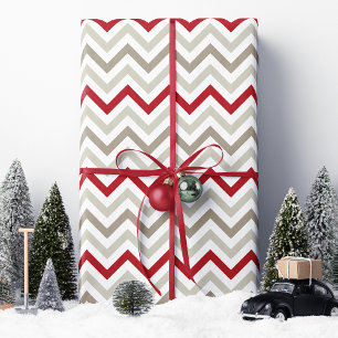 Roter Tan Chevron Weihnachten Geschenkpapier