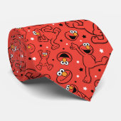 Roter tanzender Elmo-Muster Krawatte (Gerollt)