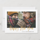 Roter Tartan Gold Drehbuch Neujahr Feiertagskarte (Vorderseite)