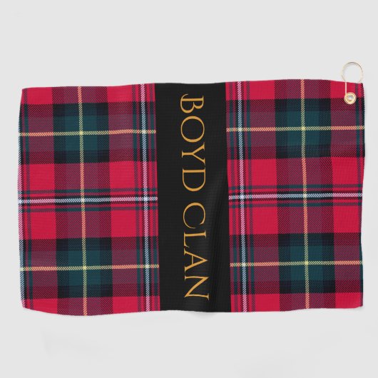 Roter Tartan mit Namen oder Anfangsbuchstaben Golfhandtuch (Horizontal)