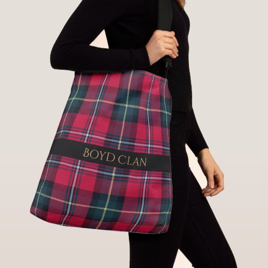 Roter Tartan mit Namen oder Initialen Tragetaschen Mit Langen Trägern (Von Nahem)