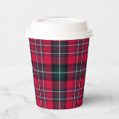 Roter Tartan mit (oder ohne) Monogramm Pappbecher (Links)