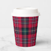 Roter Tartan mit (oder ohne) Monogramm Pappbecher (Rückseite)