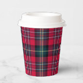 Roter Tartan mit (oder ohne) Monogramm Pappbecher (Rechts)