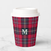 Roter Tartan mit (oder ohne) Monogramm Pappbecher (Vorderseite)