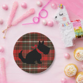 Roter Tartan Scotty Hundeniedliches traditionelles Pappteller (Party)