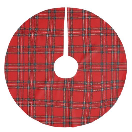 Roter Tartan - Weihnachtsbaum-Rock Polyester Weihnachtsbaumdecke (Vorderseite)
