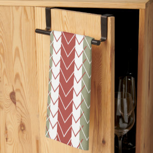 Roter Teal Chevron Streifen Geschirrtuch