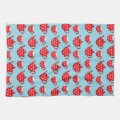 Roter Teekessel und Muster für Cups  Geschirrtuch (Horizontal)