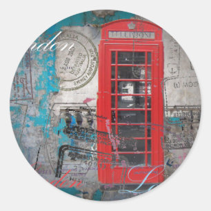 roter Telefon-Stand Pass-Briefmarken Londons Runder Aufkleber