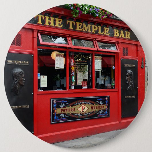Roter Tempel-Bar Pub in Dublin-Knopf Button (Vorderseite)