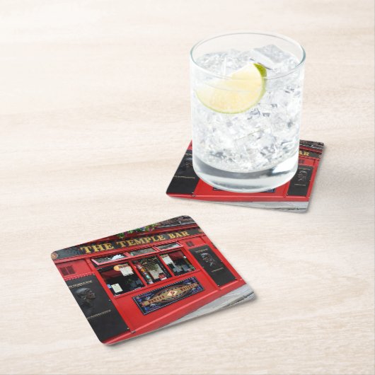 Roter Tempel-Bar Pub in Dublin Rechteckiger Pappuntersetzer (Vor Ort)