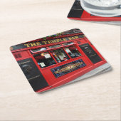 Roter Tempel-Bar Pub in Dublin Rechteckiger Pappuntersetzer (angewinkelt)