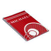 Roter Tennisschläger und Ball Elegant gestreift Notizblock (Rechte Seite)