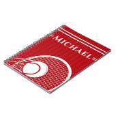 Roter Tennisschläger und Ball Elegant gestreift Notizblock (Linke Seite)