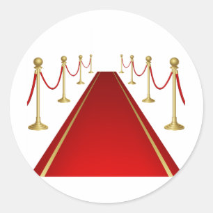 Roter Teppich-Eingang mit goldenen Absperrpfosten Runder Aufkleber