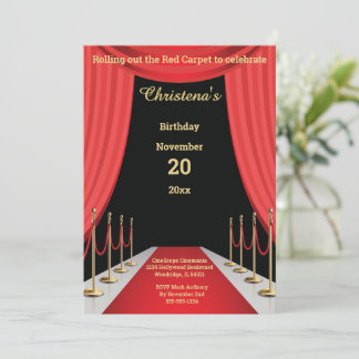 Roter-Teppich-Film-Themen-Geburtstag Einladung