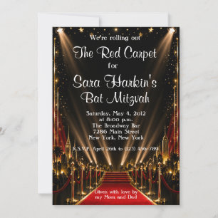 Roter Teppich Hollywood Bat Mitzvah Geburtstagsein Einladung
