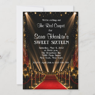Roter Teppich Hollywood Sweet 16 Geburtstag Einladung