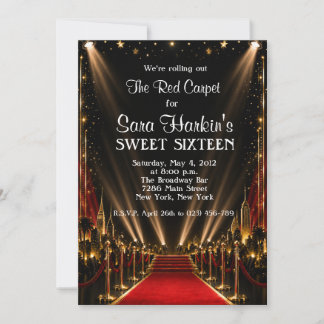 Roter Teppich Hollywood Sweet 16 Geburtstag Einladung