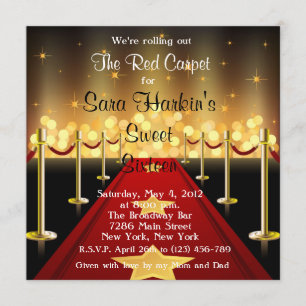 Roter Teppich Hollywood Sweet 16 Geburtstagseinlad Einladung