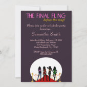 Roter Teppich Junggeselinnen-Abschied Lila Hens Ei Einladung (Rückseite)