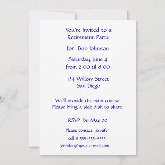 Roter Teppich-Ruhestand Einladung (Rückseite)