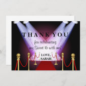 Roter Teppichhollywood-Bonbon 16 danken Ihnen zu Dankeskarte (Vorne/Hinten)