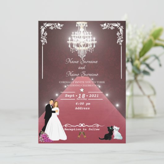 roter Teppichkronleuchter Einladung (Stehend Vorderseite)