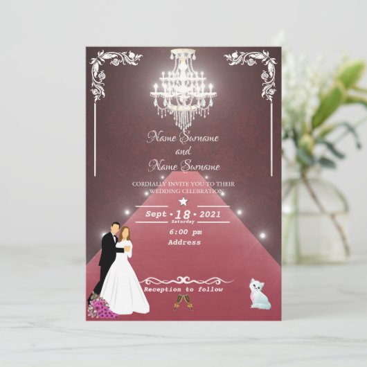 Roter Teppichleuchter Einladung (Stehend Vorderseite)