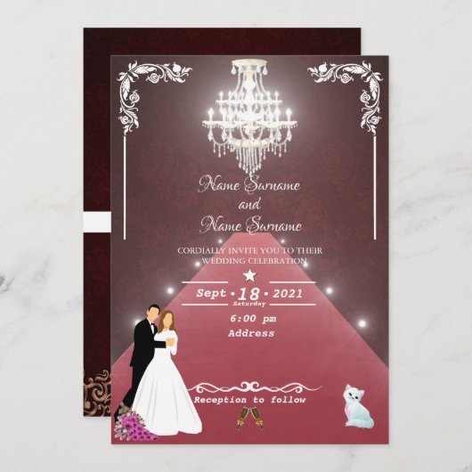 Roter Teppichleuchter Einladung (Vorne/Hinten)