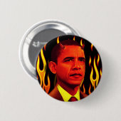 Roter Teufel Barack Obama der Antichrist Button (Vorne & Hinten)