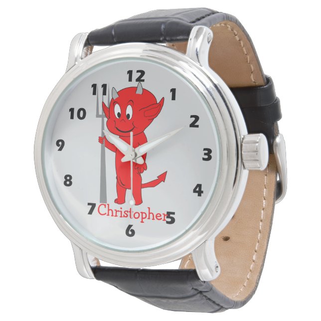 Roter Teufel Design Armbanduhr (Schrägansicht)