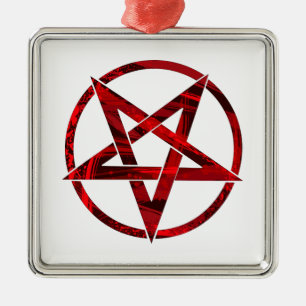Roter Teufel-Pentagramm Ornament Aus Metall