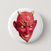 Roter Teufel Satan Dämon-Höllen-Hörner Button (Vorderseite)