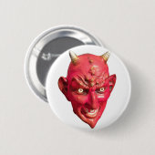 Roter Teufel Satan Dämon-Höllen-Hörner Button (Vorne & Hinten)