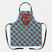 Roter Teufel Vintage Halloween Schürze (Vorderseite)