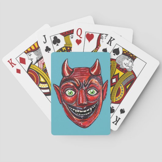Roter Teufel Vintage Halloween  Spielkarten (Rückseite)