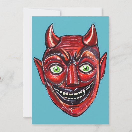 Roter Teufel Vintage Halloweenies Einladung (Vorderseite)