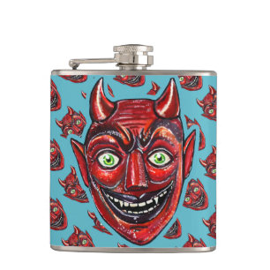 Roter Teufel Vintage Halloweenies Flachmann