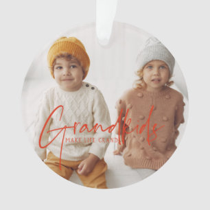 Roter Text   Großkinder machen Life Grand Foto Ornament